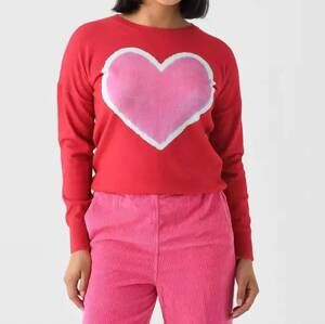 NEW J. SOCIETY heart sweater in red